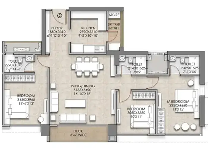 2.5 BHK Floor Plan